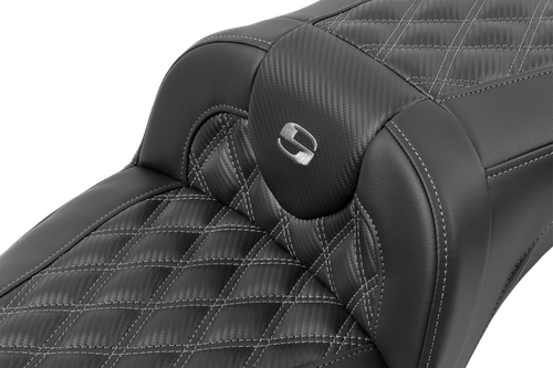 SADDLEMEN - 823-07-20702 - Roadsofa Extended Reach Seat - without Backrest - Lattice Stitch - Dark Gray Stitch - FL/FX '23-'24