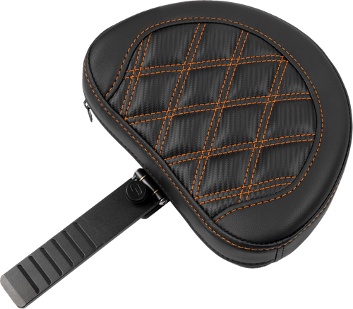 SADDLEMEN - 823-07-207B3 - Roadsofa Extended Reach Seat - with Backrest - Lattice Stitch - Orange Stitch - FLTR/FLHX '23-'24