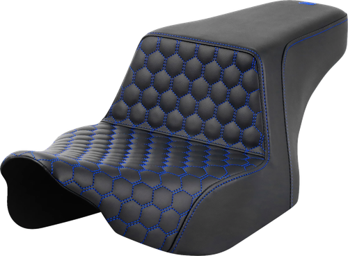 SADDLEMEN - 823-07-17701 - Step-Up Seat - Front Honeycomb - Blue Stitching - FL '23-'24