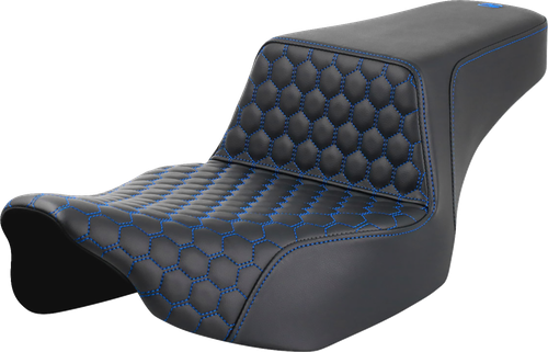 SADDLEMEN - 823-07-17801 - Step-Up Seat - Extended Reach - Front Honeycomb - Blue Stitch - FL '23-'24