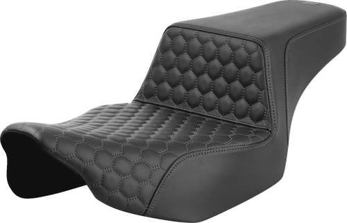 SADDLEMEN - 823-07-17802 - Step-Up Seat - Extended Reach - Front Honeycomb - Gray Stitch - FL '23-'24