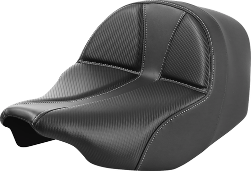 SADDLEMEN - 823-07-0042 - Dominator Solo Seat - Carbon Fiber w/ Silver Stitch - FLT/FLH '23-'24