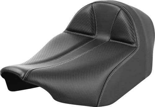 SADDLEMEN - 823-07E-0042 - Dominator Solo Seat - Carbon Fiber w/ Silver Stitch - Extended Reach - FLT/FLH '23-'24