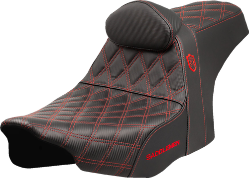 SADDLEMEN - SC82307DB4 - Pro Series SDC Performance Seat - Red Stitching - w/ Backrest - FLT/FLH '23-'25