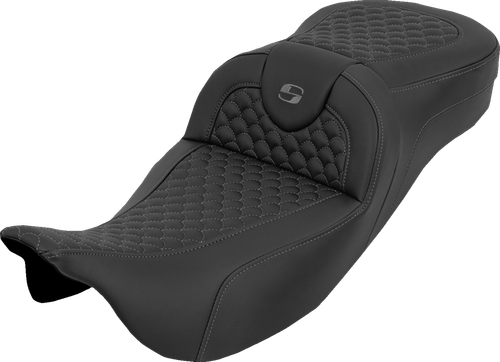SADDLEMEN - 808-07B-20902 - Extended Reach RoadSofa Seat - Dragon Scale - w/o Backrest - Gray Stitch - FLH/FLT '08-'25