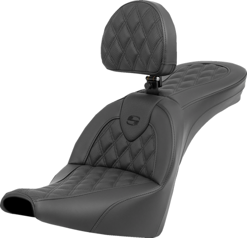 SADDLEMEN - 818-30-182BR - Roadsofa Seat - Lattice Stitch - with Backrest - FXBB/FXST '18-'24
