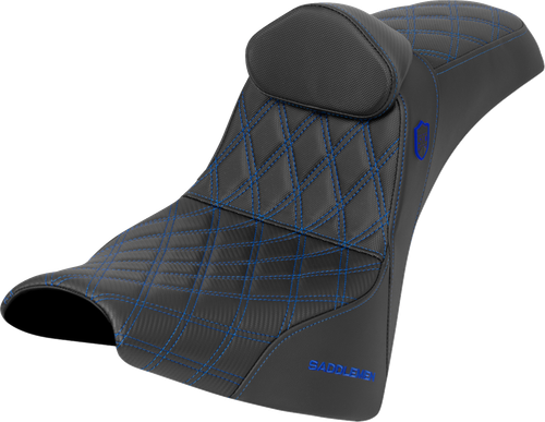SADDLEMEN - SC81830DB1 - Pro Series SDC Performance Seat - w/ Backrest - Blue Stitch - Gripper - FXBB/FXST '18-'25