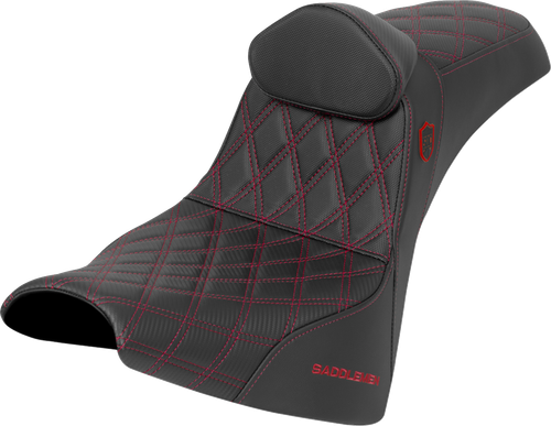 SADDLEMEN - SC81830DB4 - Pro Series SDC Performance Seat - w/ Backrest - Red Stitch - Gripper - FXBB/FXST '18-'25