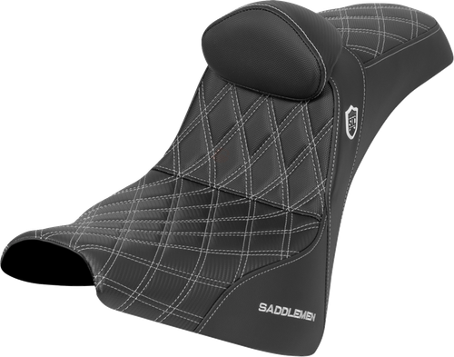 SADDLEMEN - SC81830DB5 - Pro Series SDC Performance Seat - w/ Backrest - Silver Stitch - Gripper - FXBB/FXST '18-'25