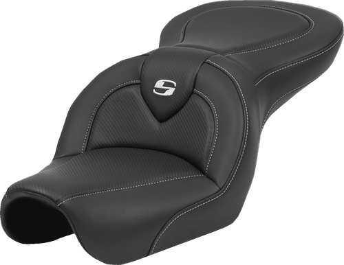 SADDLEMEN - 804-04-185 - Roadsofa Seat - Carbon Fiber - Black Stitch - without Backrest - FL '04-'05