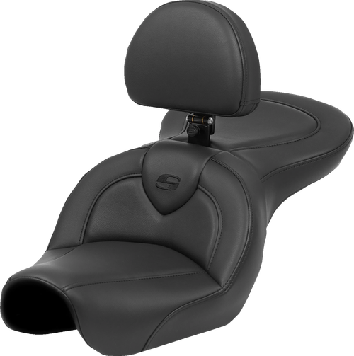 SADDLEMEN - 804-04-187BR - Roadsofa Seat - Black Stitch - with Backrest - FXD '04-'05