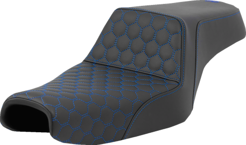SADDLEMEN - 807-11-17701 - Step-Up Seat - Honeycomb - Blue Stitching - 3.3 Gal Tank - Sportster '04-'22