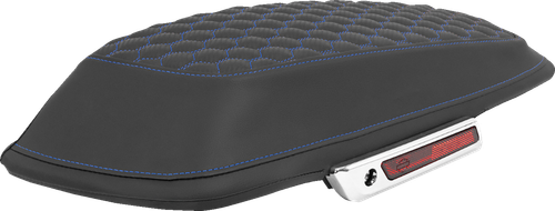 SADDLEMEN - L870-14-19001 - Saddlebag Lid Covers - Honeycomb - Blue Stitch - FLT/FLH '14-'25