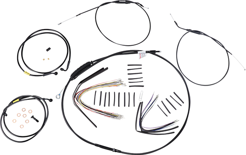 BURLY BRAND - B30-1199 - Complete Black Vinyl Handlebar Cable/Line Kit for Ape Hangers - 16" - '08-'11 FXDF