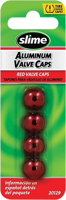 SLIME - 20129 - Valve Stem Caps - Red - 4 Pack