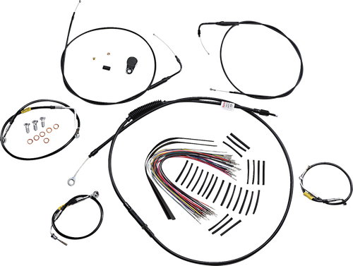 BURLY BRAND - B30-1291 - Control Kit for Early Touring Bikes with Bagger Bar Handlebars - 15" - Non-Cruise - Black