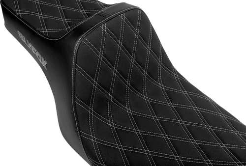 SLYFOX - 4702D-SlyFox - High Noon Seat - Double Diamond - Silver Logo - Silver Stitch - FLH/FLT '97-'07