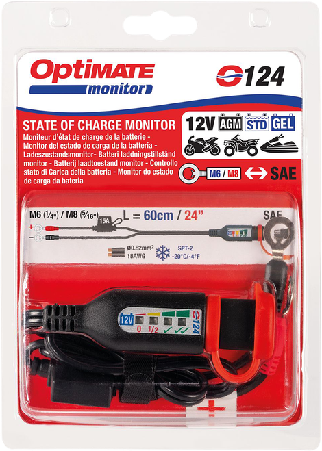 TECMATE - O-124 - Permanent Power Lead with Battery/Charge Status - 24”