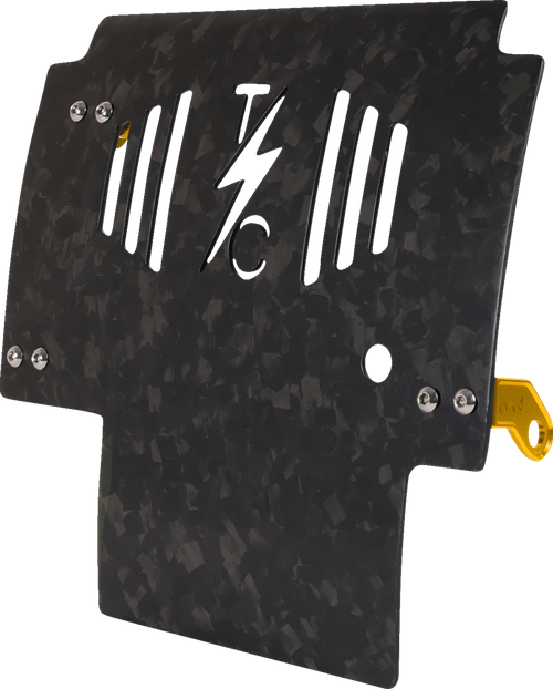 THRASHIN SUPPLY CO. - TSC-3035-5 - Skid Plate - Carbon Fiber/Forged - With Gold Brackets - FLHX/FLTRX