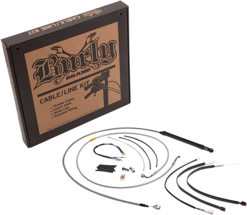 BURLY BRAND - B30-1244 - Handlebar Cable/Brake Line Kit for Burly Ape Handlebars - 16" Gorilla - Softail/Touring - Stainless
