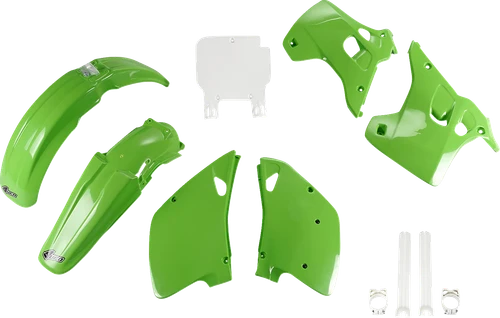 UFO - KAKIT195F@999 - Body Kit - OEM Green/White - Kawasaki - KX '92