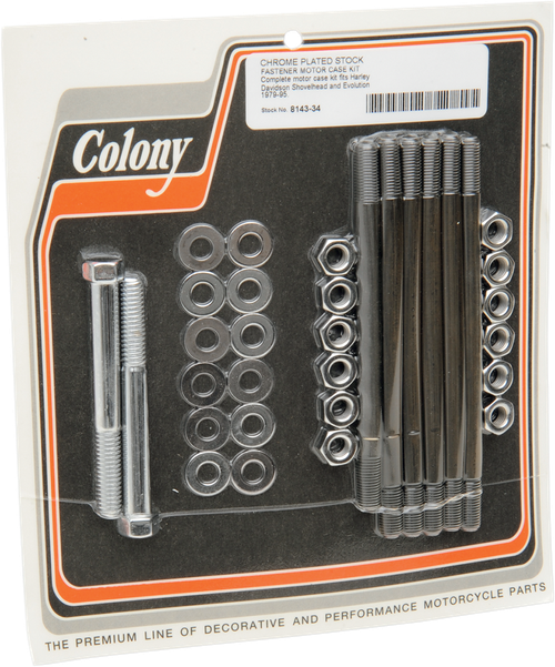 COLONY - 8143-34 - Hardware Kit - Motor Case Studs - Chrome - '79-'98 Harley-Davidson