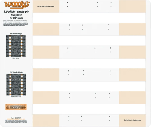 WOODY'S - 300S-TEMP - Studding Template - Track - 141” - 3” Pitch