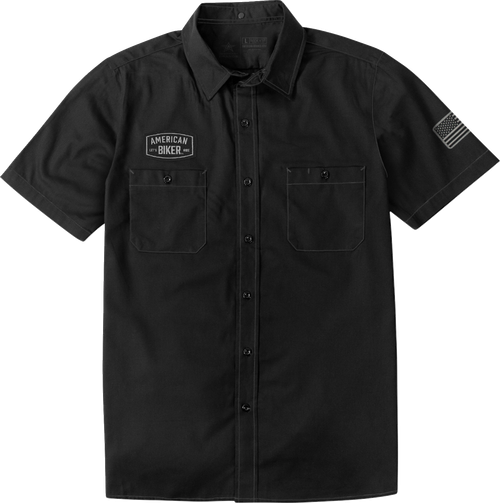 AMERICAN BIKER - Biker Sam Contrast Stitch Shop Shirt - Black/Gray