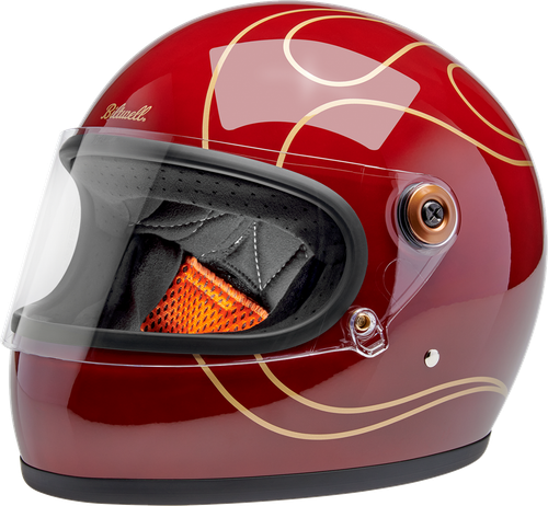 BILTWELL - Gringo S Helmet - Flames - Gloss Garnet Red