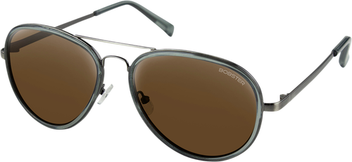 BOBSTER - Goose Sunglasses - Gloss Clear Slate Gunmetal - Brown HD Silver Mirror Lens