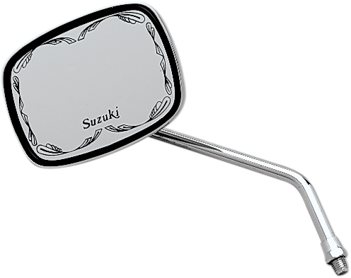 EMGO - 20-21760 - Mirror - Die-Cast - Suzuki Scrolled - Side View - Rectangle - M10 x 1.25 - Chrome - Left/Right