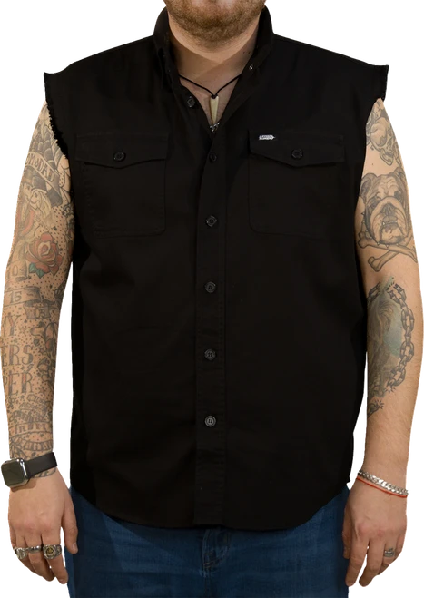 LETHAL THREAT - USA Skull Melt Sleeveless Shirt - Black