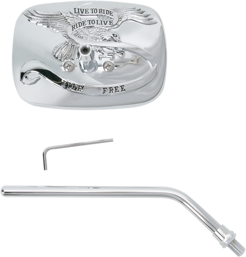 EMGO - 20-31756A - Mirror - "Ride Free" - Side View - Rectangle - M10 x 1.25 (Left Hand) - Chrome - Right