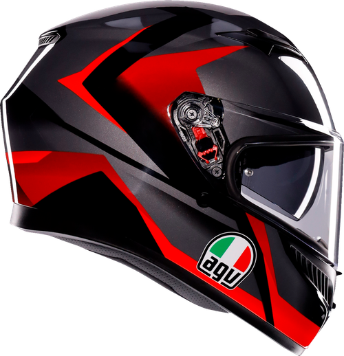 K3 Full Face Helmet - Black | Red | Gray - S