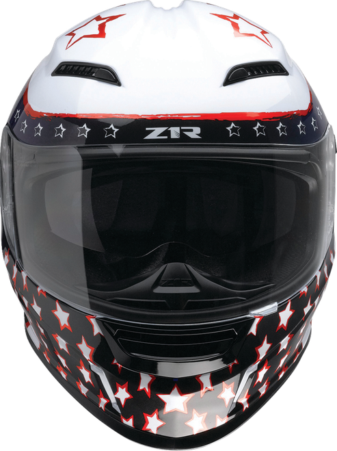 Jackal Full Face Helmet - Red | Gloss | White | Blue - XS