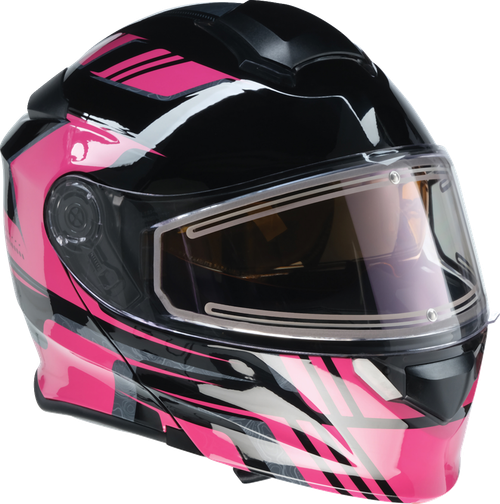 Solaris 2.0 Snow | Modular Helmet - Black | Gloss | Gray | Pink - XL