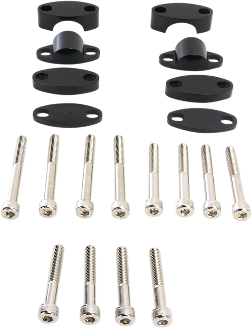 EMGO - 23-09381 - Aluminum Handlebar Riser Kit - 1-1/8" - Black