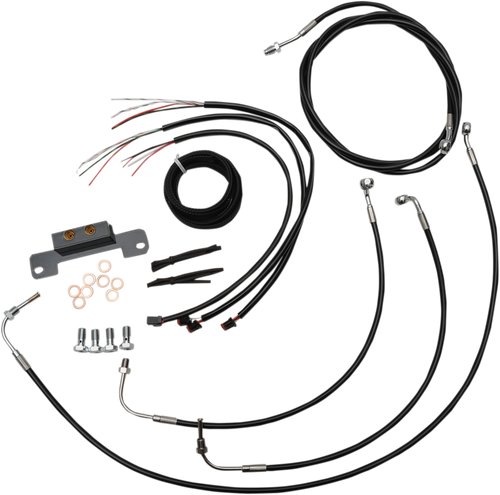 Complete Black Vinyl Braided Handlebar Cable/Brake Line Kit