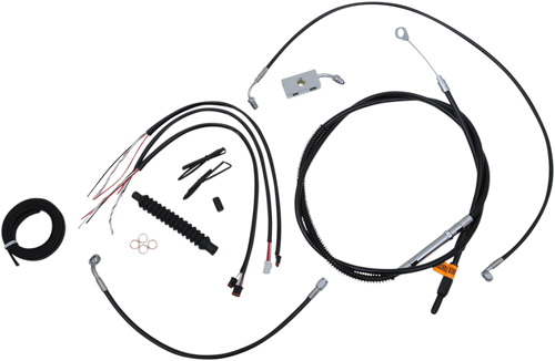 Complete Black Vinyl Braided Handlebar Cable/Brake Line Kit