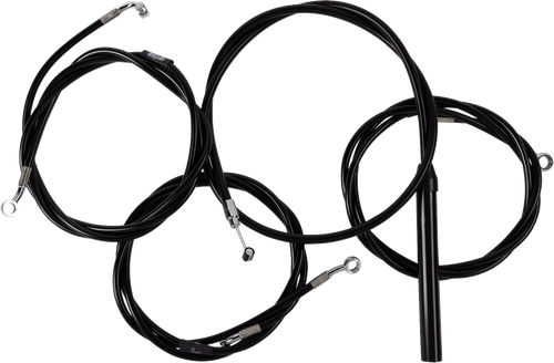Complete Black Vinyl Braided Handlebar Cable/Brake Line Kit