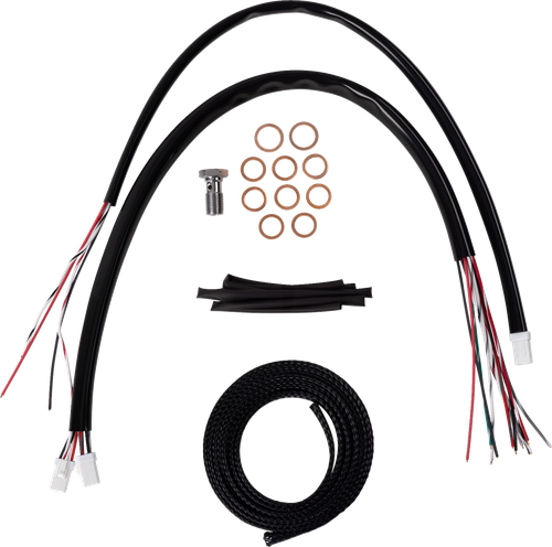 Complete Black Vinyl Braided Handlebar Cable/Brake Line Kit