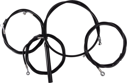 Complete Black Vinyl Braided Handlebar Cable/Brake Line Kit