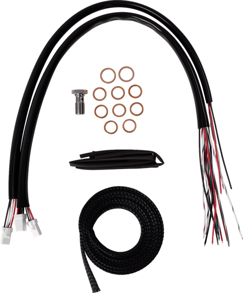 Complete Black Vinyl Braided Handlebar Cable/Brake Line Kit