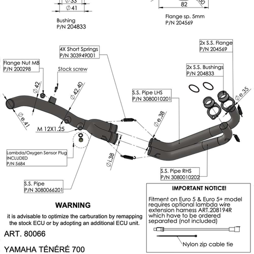 Head Pipe - Honda/Yamaha