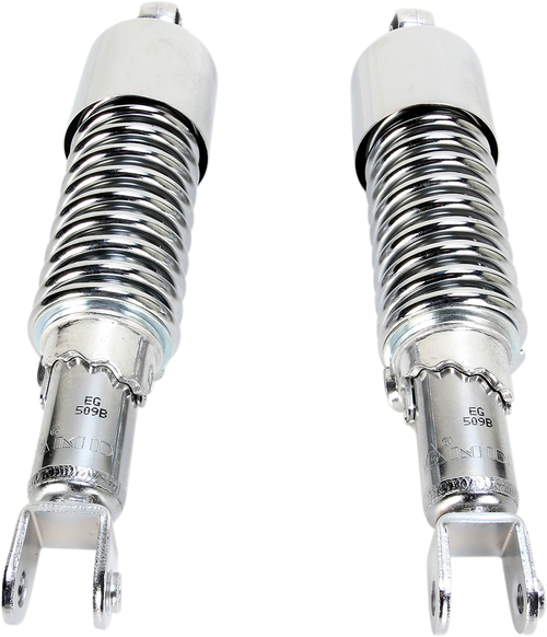 EMGO - 17-05694 - Custom Shorty Shocks with Shroud - Chrome Body/Chrome Spring Finish - Clevis Lowering
