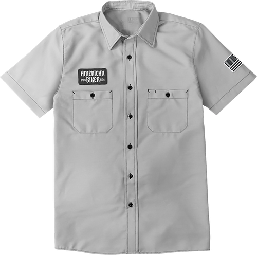 AMERICAN BIKER - Biker Sam Contrast Stitch Shop Shirt - Gray/Black