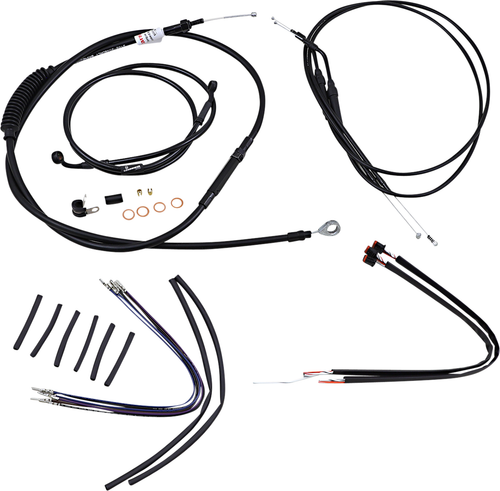 BURLY BRAND - B30-1107 - Complete Black Vinyl Handlebar Cable/Line Kit for Ape Hangers - 14" - '14-'22 Sportster