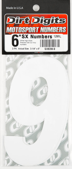 #9 6" WHITE SUPER X DIGITS 3/PK