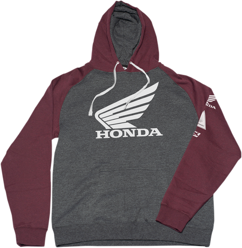 Factory Effex - 22-88318 - Honda Wing Hoodie - Charcoal/Burgundy - 2XL