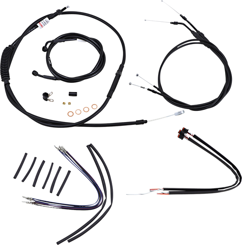 BURLY BRAND - B30-1108 - Complete Black Vinyl Handlebar Cable/Line Kit for Ape Hangers - 16" - '14-'22 Sportster